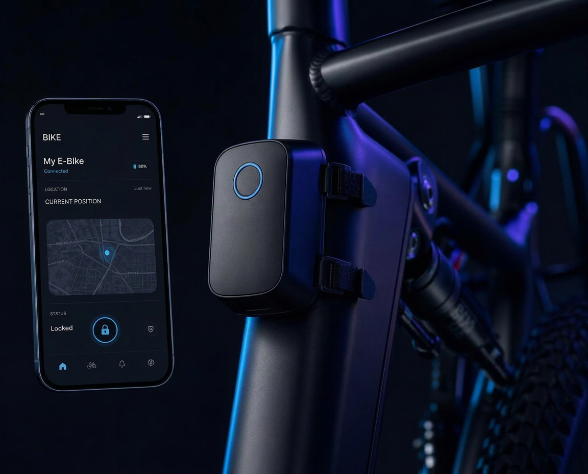 RideWatch device mounted on an e-bike at its last known location